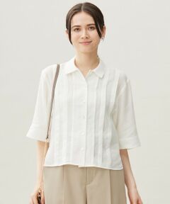 L size ONWARD(大きいサイズ) / エルサイズオンワード シャツ・ブラウス | 【カタログ掲載・接触冷感・洗える】シアーラミーローンクロップド丈 ブラウス