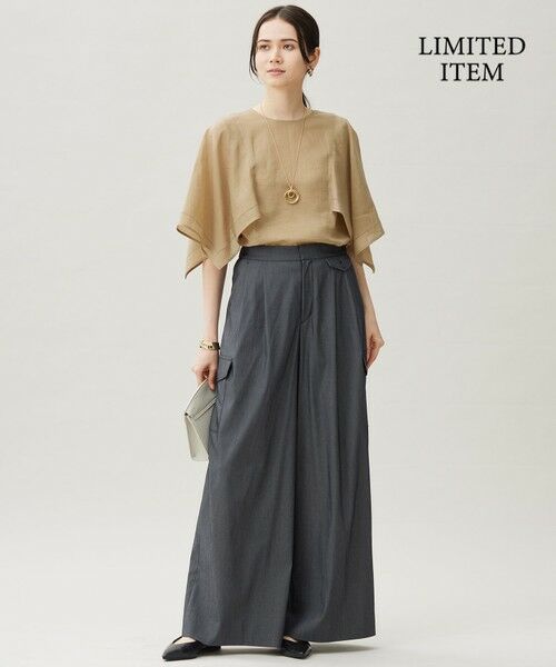 L size ONWARD(大きいサイズ) / エルサイズオンワード シャツ・ブラウス | 【WEB限定・接触冷感・洗える】シアーラミーローンイレギュラーヘムスリーブ ブラウス | 詳細1