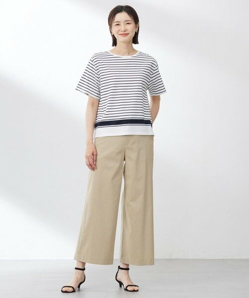 L size ONWARD(大きいサイズ) / エルサイズオンワード カットソー | 【洗える】パネルボーダー Tシャツ | 詳細5