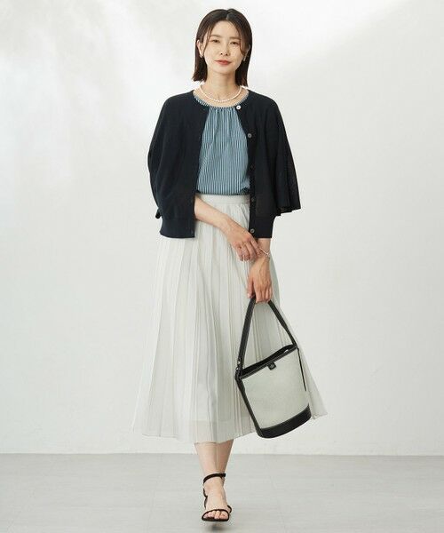 L size ONWARD(大きいサイズ) / エルサイズオンワード カットソー | 【WEB限定カラーあり・洗える】ストライプジャージー フレンチスリーブ カットソー | 詳細2