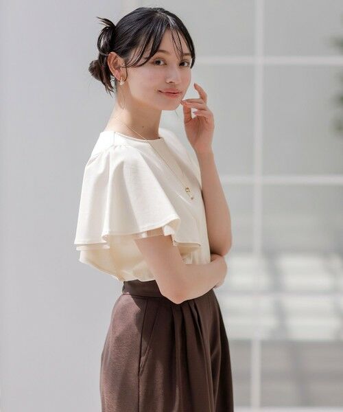 L size ONWARD(大きいサイズ) / エルサイズオンワード カットソー | 【接触冷感・UVケア】着映えフリルスリーブ カットソー | 詳細2