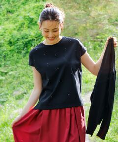 L size ONWARD(大きいサイズ) / エルサイズオンワード カットソー | 【洗える】ビジュー付き カットソー