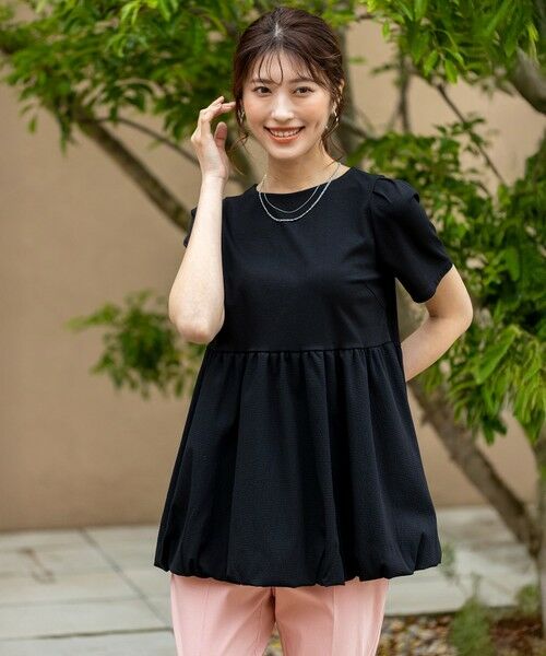 L size ONWARD(大きいサイズ) / エルサイズオンワード カットソー | 【洗える】コンビネーションペプラム チュニック | 詳細2