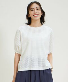 L size ONWARD(大きいサイズ) / エルサイズオンワード カットソー | 【17号サイズまで展開・カタログ掲載・洗える】チェックジャカード カットソー