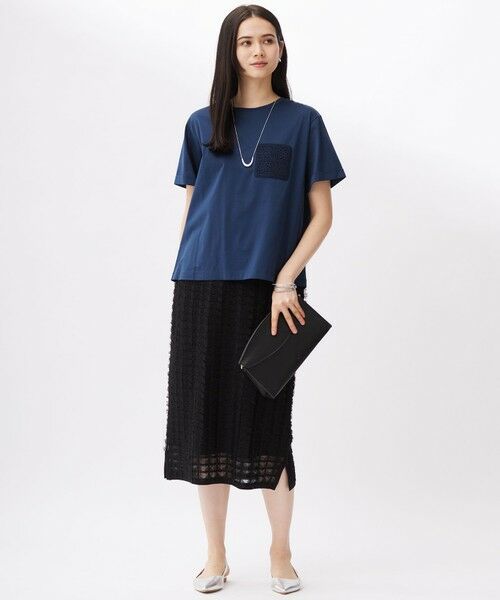 L size ONWARD(大きいサイズ) / エルサイズオンワード カットソー | 【カタログ掲載・洗える】クロッシェポケット Tシャツ | 詳細6