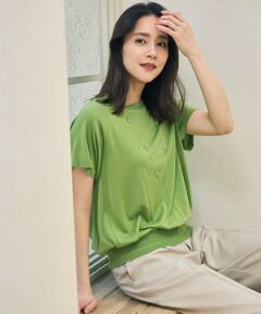 L size ONWARD(大きいサイズ) / エルサイズオンワード カットソー | 【接触冷感・UVケア・洗える】ドレーピーラグランスリーブ ニットソー