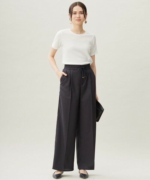 L size ONWARD(大きいサイズ) / エルサイズオンワード カットソー | 【洗える】シャーリングジャージー Tシャツ | 詳細1