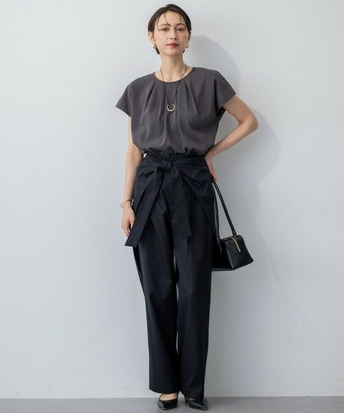 L size ONWARD(大きいサイズ) / エルサイズオンワード カットソー | 【接触冷感/洗える】ツイストコットンプレーティング タックデザイン カットソー | 詳細4