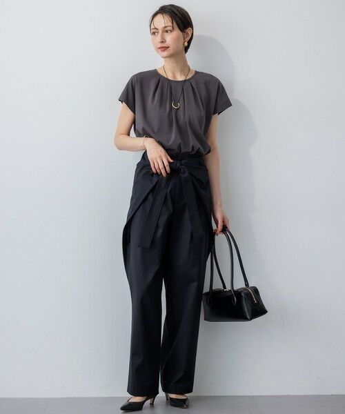 L size ONWARD(大きいサイズ) / エルサイズオンワード カットソー | 【接触冷感/洗える】ツイストコットンプレーティング タックデザイン カットソー | 詳細5