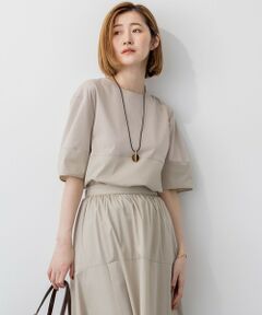 L size ONWARD(大きいサイズ) / エルサイズオンワード カットソー | 【洗える】シルエットスムースコンビ バックフレア カットソー