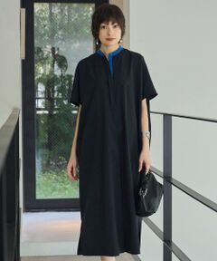 L size ONWARD(大きいサイズ) / エルサイズオンワード ロング・マキシ丈ワンピース | 【接触冷感・UVカット・洗える】RENUソフトタイプライター バンドカラーワンピース