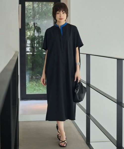 L size ONWARD(大きいサイズ) / エルサイズオンワード ロング・マキシ丈ワンピース | 【接触冷感・UVカット・洗える】RENUソフトタイプライター バンドカラーワンピース | 詳細17