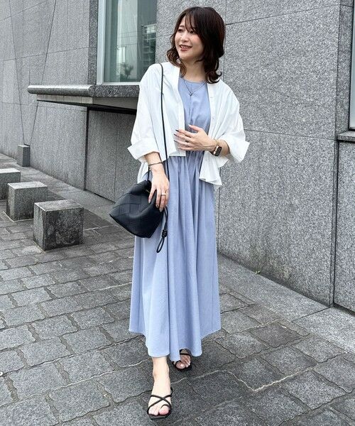 L size ONWARD(大きいサイズ) / エルサイズオンワード ロング・マキシ丈ワンピース | 【ASUMI・MANAMIコラボ 丈が選べる】タックデザインワンピース | 詳細5