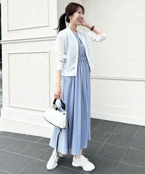 L size ONWARD(大きいサイズ) / エルサイズオンワード ロング・マキシ丈ワンピース | 【ASUMI・MANAMIコラボ 丈が選べる】タックデザインワンピース | 詳細6