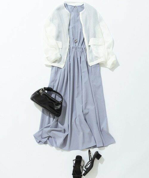 L size ONWARD(大きいサイズ) / エルサイズオンワード ロング・マキシ丈ワンピース | 【ASUMI・MANAMIコラボ 丈が選べる】タックデザインワンピース | 詳細7