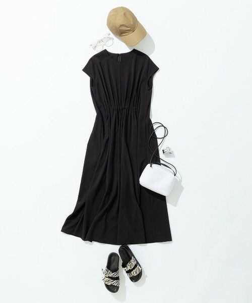 L size ONWARD(大きいサイズ) / エルサイズオンワード ロング・マキシ丈ワンピース | 【ASUMI・MANAMIコラボ 丈が選べる】タックデザインワンピース | 詳細20