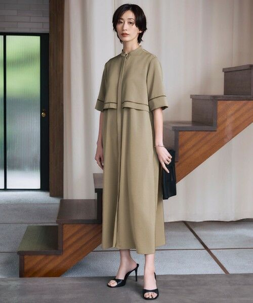 L size ONWARD(大きいサイズ) / エルサイズオンワード ロング・マキシ丈ワンピース | 【ASUMI・MANAMIコラボ 丈が選べる】ハシゴレースシャツワンピース | 詳細1