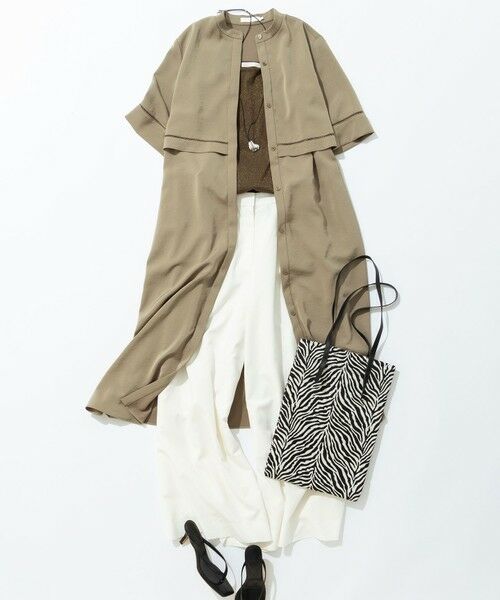 L size ONWARD(大きいサイズ) / エルサイズオンワード ロング・マキシ丈ワンピース | 【ASUMI・MANAMIコラボ 丈が選べる】ハシゴレースシャツワンピース | 詳細3