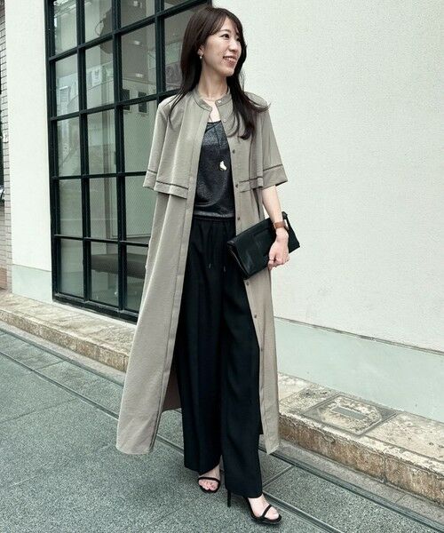 L size ONWARD(大きいサイズ) / エルサイズオンワード ロング・マキシ丈ワンピース | 【ASUMI・MANAMIコラボ 丈が選べる】ハシゴレースシャツワンピース | 詳細2