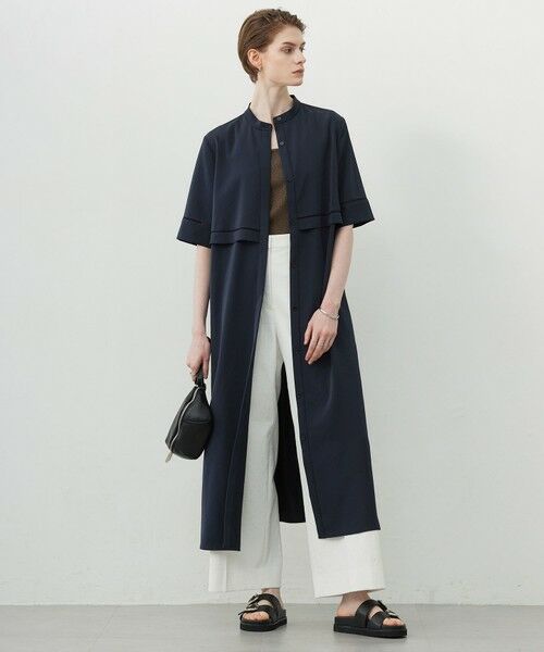 L size ONWARD(大きいサイズ) / エルサイズオンワード ロング・マキシ丈ワンピース | 【ASUMI・MANAMIコラボ 丈が選べる】ハシゴレースシャツワンピース | 詳細15