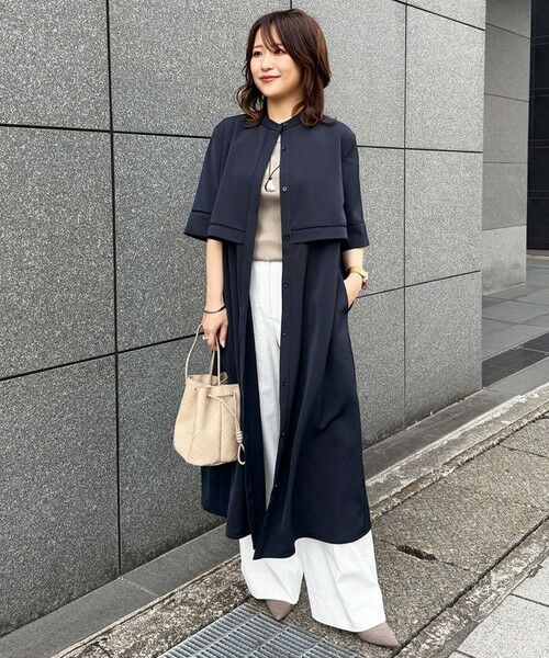 L size ONWARD(大きいサイズ) / エルサイズオンワード ロング・マキシ丈ワンピース | 【ASUMI・MANAMIコラボ 丈が選べる】ハシゴレースシャツワンピース | 詳細18