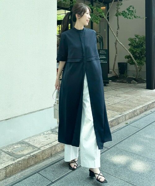 L size ONWARD(大きいサイズ) / エルサイズオンワード ロング・マキシ丈ワンピース | 【ASUMI・MANAMIコラボ 丈が選べる】ハシゴレースシャツワンピース | 詳細20