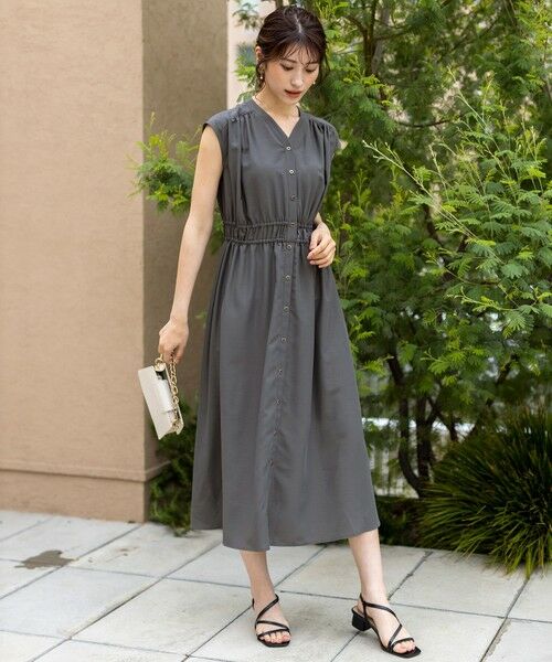 L size ONWARD(大きいサイズ) / エルサイズオンワード ロング・マキシ丈ワンピース | 【洗える】フロントボタンギャザー ワンピース | 詳細1