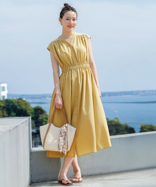 L size ONWARD(大きいサイズ) / エルサイズオンワード ロング・マキシ丈ワンピース | 【洗える】フロントボタンギャザー ワンピース | 詳細4