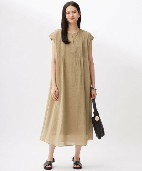 L size ONWARD(大きいサイズ) / エルサイズオンワード ロング・マキシ丈ワンピース | 【17号サイズまで展開・カタログ掲載・接触冷感・洗える】シアーラミーローンフレンチスリーブ ワンピース | 詳細2