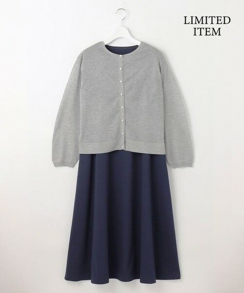 L size ONWARD(大きいサイズ) / エルサイズオンワード ロング・マキシ丈ワンピース | 【WEB限定・洗える】シアーカーデ×ジャージードレス セット | 詳細6