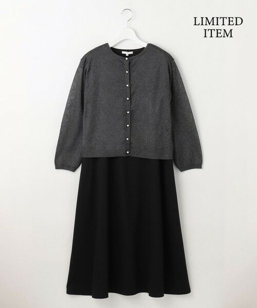 L size ONWARD(大きいサイズ) / エルサイズオンワード ロング・マキシ丈ワンピース | 【WEB限定・洗える】シアーカーデ×ジャージードレス セット | 詳細22