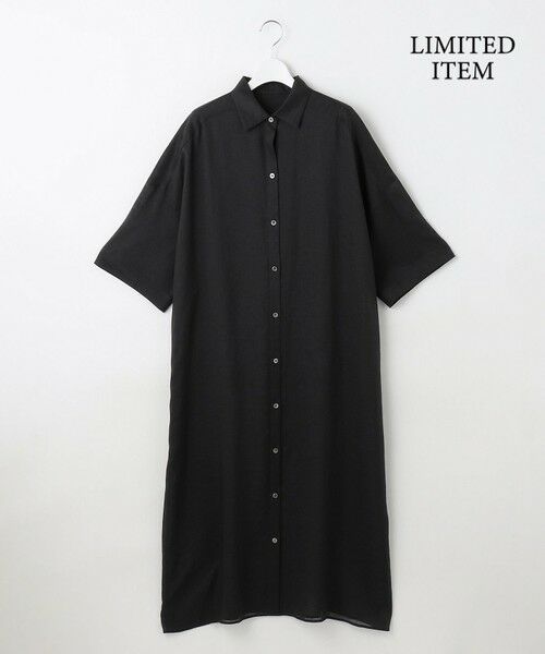 L size ONWARD(大きいサイズ) / エルサイズオンワード ミニ丈・ひざ丈ワンピース | 【カタログ掲載・WEB限定・接触冷感・洗える】シアーラミーローンシャツ ワンピース | 詳細7