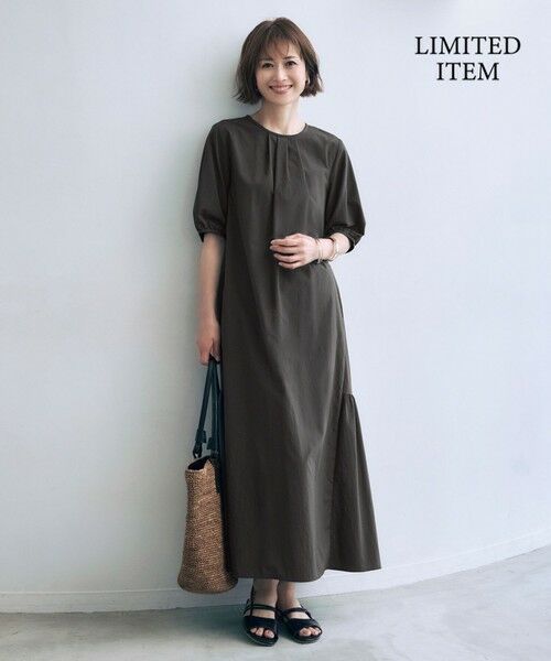 L size ONWARD(大きいサイズ) / エルサイズオンワード ロング・マキシ丈ワンピース | 【17号サイズまで・カタログ掲載・WEB限定・接触冷感・UVカット・洗える】ファンクショナル ドレス(セピア)