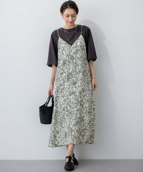 L size ONWARD(大きいサイズ) / エルサイズオンワード ロング・マキシ丈ワンピース | 【洗える】アンティークフラワープリント キャミソールワンピース | 詳細5
