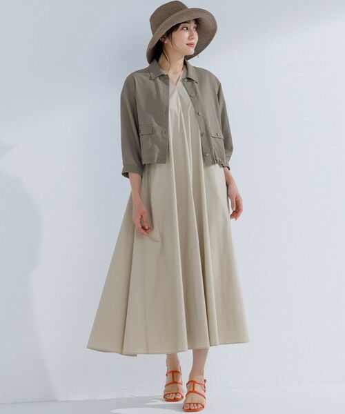 L size ONWARD(大きいサイズ) / エルサイズオンワード ロング・マキシ丈ワンピース | 【接触冷感/撥水加工/洗える】ストレッチブロード Vネックワンピース | 詳細4