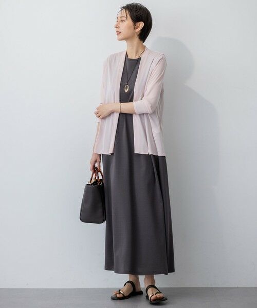 L size ONWARD(大きいサイズ) / エルサイズオンワード ロング・マキシ丈ワンピース | 【Oggi8月号掲載/接触冷感/洗える】ツイストコットンプレーティング スリーブレスワンピース | 詳細3