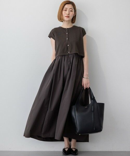 L size ONWARD(大きいサイズ) / エルサイズオンワード ロング・マキシ丈ワンピース | 【Oggi8月号掲載/洗える】ニットレイヤード ワンピース | 詳細4