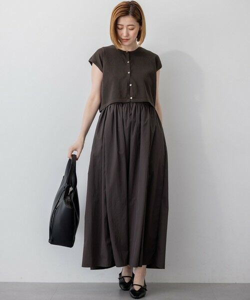 L size ONWARD(大きいサイズ) / エルサイズオンワード ロング・マキシ丈ワンピース | 【Oggi8月号掲載/洗える】ニットレイヤード ワンピース | 詳細5