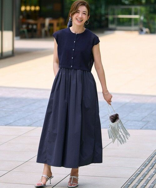 L size ONWARD(大きいサイズ) / エルサイズオンワード ロング・マキシ丈ワンピース | 【Oggi8月号掲載/洗える】ニットレイヤード ワンピース | 詳細23