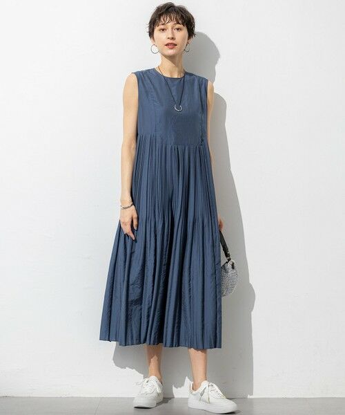 L size ONWARD(大きいサイズ) / エルサイズオンワード ロング・マキシ丈ワンピース | 【洗える】プリーツコンビ ワンピース | 詳細6