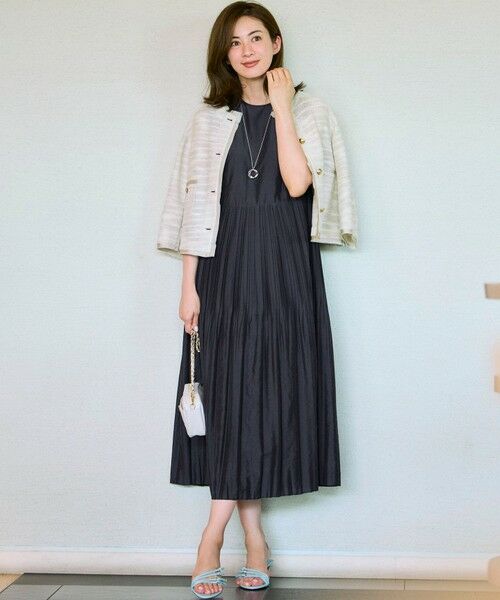 L size ONWARD(大きいサイズ) / エルサイズオンワード ロング・マキシ丈ワンピース | 【洗える】プリーツコンビ ワンピース | 詳細17