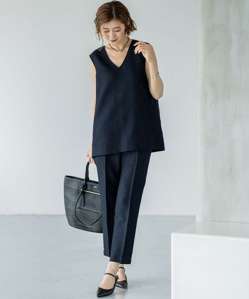 L size ONWARD(大きいサイズ) / エルサイズオンワード セットアップ | 【一部店舗限定/洗える】リネンライクジャカード セットアップ | 詳細19