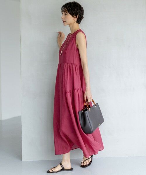 L size ONWARD(大きいサイズ) / エルサイズオンワード ロング・マキシ丈ワンピース | 【一部店舗限定/接触冷感/洗える】ラミータンブラー ノースリーブ ワンピース | 詳細4