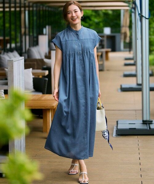 La Belle Vie　フレンチリネンキャンパスワッシャーワンピース　ブルー 一部店舗限定/接触冷感/洗える】ラミータンブラー フレンチ