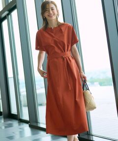 L size ONWARD(大きいサイズ) / エルサイズオンワード ロング・マキシ丈ワンピース | 【一部店舗限定/UVカット/洗える】タイプライター サック風 ワンピース