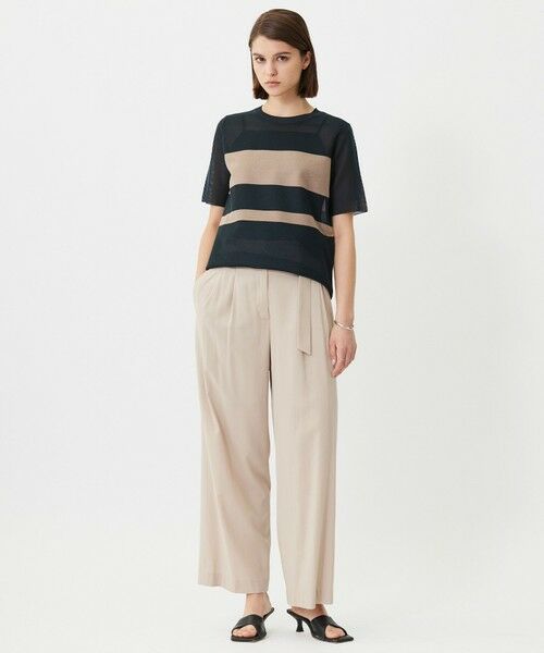 L size ONWARD(大きいサイズ) / エルサイズオンワード その他パンツ | 【接触冷感・UVカット・洗える】 T/Rドライリネン ワイドストレートパンツ | 詳細4