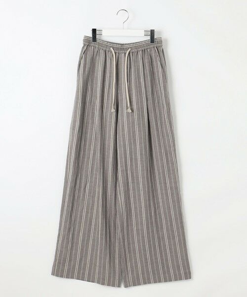 L size ONWARD(大きいサイズ) / エルサイズオンワード その他パンツ | 【セットアップ対応】リネンビスコースストライプドロスト パンツ | 詳細10