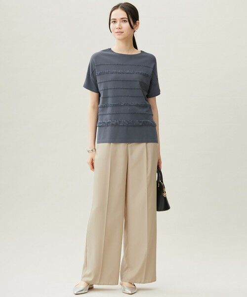 L size ONWARD(大きいサイズ) / エルサイズオンワード その他パンツ | 【17号サイズまで展開・カタログ掲載・接触冷感・UVケア・洗える】フルダルスパンマイクロピーチワイドストレート パンツ | 詳細9