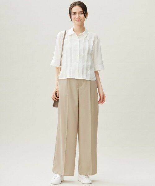 L size ONWARD(大きいサイズ) / エルサイズオンワード その他パンツ | 【17号サイズまで展開・カタログ掲載・接触冷感・UVケア・洗える】フルダルスパンマイクロピーチワイドストレート パンツ | 詳細10