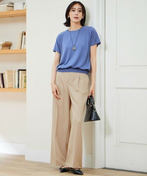 L size ONWARD(大きいサイズ) / エルサイズオンワード その他パンツ | 【17号サイズまで展開・カタログ掲載・接触冷感・UVケア・洗える】フルダルスパンマイクロピーチワイドストレート パンツ | 詳細4